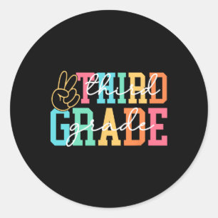 Pegatina Redonda Retro Tercer Grado Preppy Regreso A La Escuela Mae