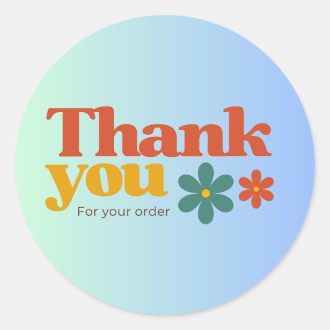 Pegatina Redonda Retro Thank You Sticker (Anverso)