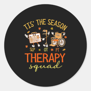 Pegatina Redonda Retro Therapy Squad Slp Ot Team Fall Otoño Phy
