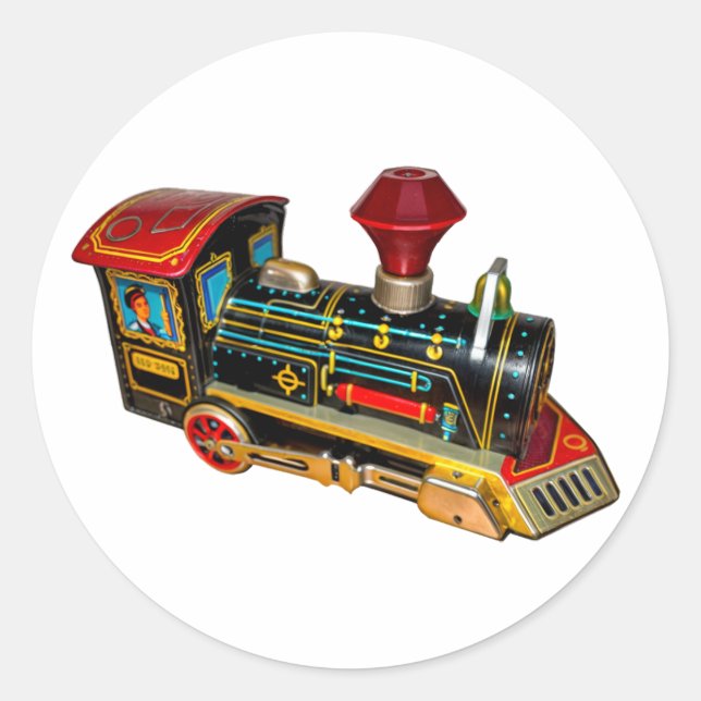 PEGATINA REDONDA RETRO TOY TRAIN T-SHIRT (Anverso)
