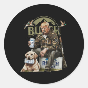Pegatina Redonda Retro Trump Caza Cerveza Divertida Beer Beer