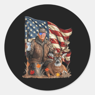 Pegatina Redonda Retro Trump Caza Cerveza Divertida Beer Beer