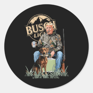 Pegatina Redonda Retro Trump Caza Cerveza divertida de venado Hunti