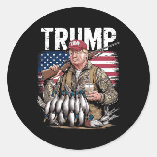 Pegatina Redonda Retro Trump Caza Pato Hola Temporada De Caza