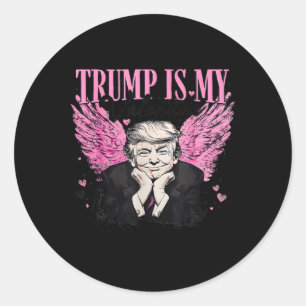 Pegatina Redonda Retro Trump es mi El día de San Valentín de San Va