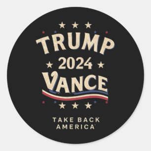 Pegatina Redonda Retro Trump Vance Red