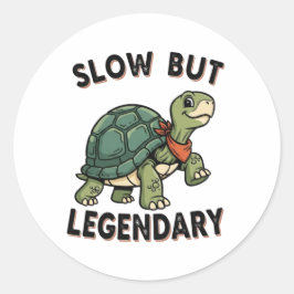 Pegatina Redonda Retro Turtle Legendary Quote Vinyl Sticker