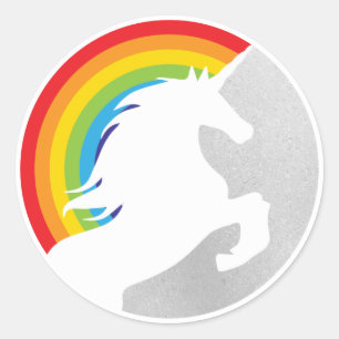 Pegatina Redonda Retro Unicornio y el Redux Arcoiris 2022