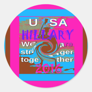 Pegatina Redonda Retro USA Stronger Together Resumen Imprimir arte