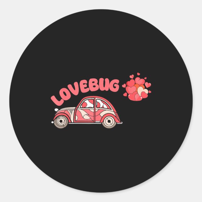 Pegatina Redonda Retro Valentines Lovebug Heart Groovy Valentines M (Anverso)