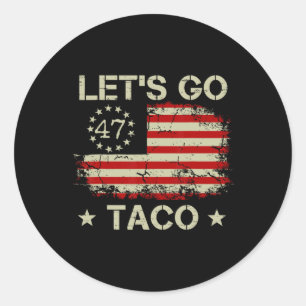 Pegatina Redonda Retro Vamos Taco Funny Vamos Taco