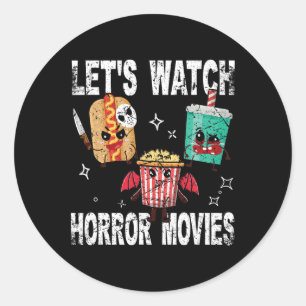 Pegatina Redonda Retro Veamos Películas De Horror Cuesta Coste De H