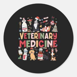Pegatina Redonda Retro Veterinario Vet Tech Cat Perro C