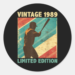 Pegatina Redonda Retro Vintage 1989 Baseball Lover Limited Edition