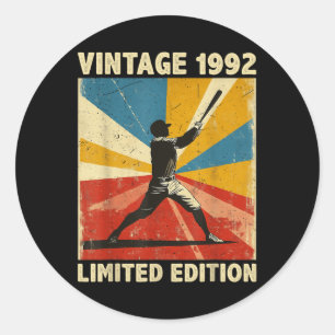 Pegatina Redonda Retro Vintage 1992 Baseball Lover Limited Edition