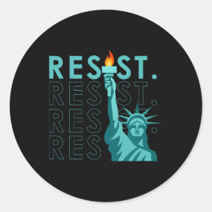 Pegatina Redonda Retro Vintage contra Trump resiste estatua de libe