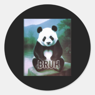 Pegatina Redonda Retro Vintage Divertido Bruh Panda jerga Meme Anim