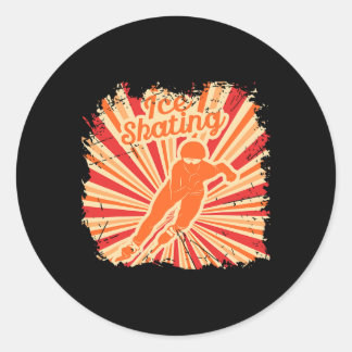 Pegatina Redonda Retro Vintage Ice Skates Winter Sports