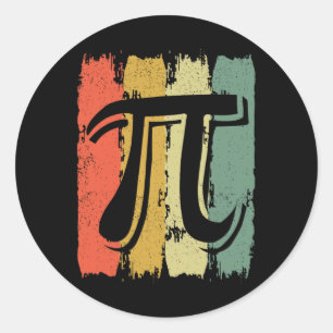 Pegatina Redonda Retro Vintage Pi Math Geek Matematista Pi Day
