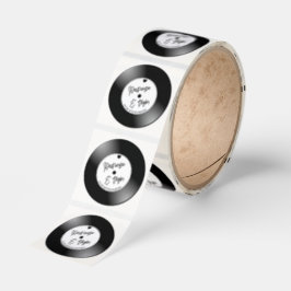 Pegatina Redonda Retro Vinyl Record Wedding