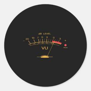 Pegatina Redonda Retro Vu Meter Ingeniero de Audio Vintage Grabándo