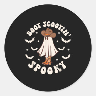 Pegatina Redonda Retro Western Halloween Fantasma Divertido Botín S