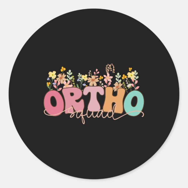 Pegatina Redonda Retro Wildflower Ortho Squad Ortopedia Enfermera R (Anverso)