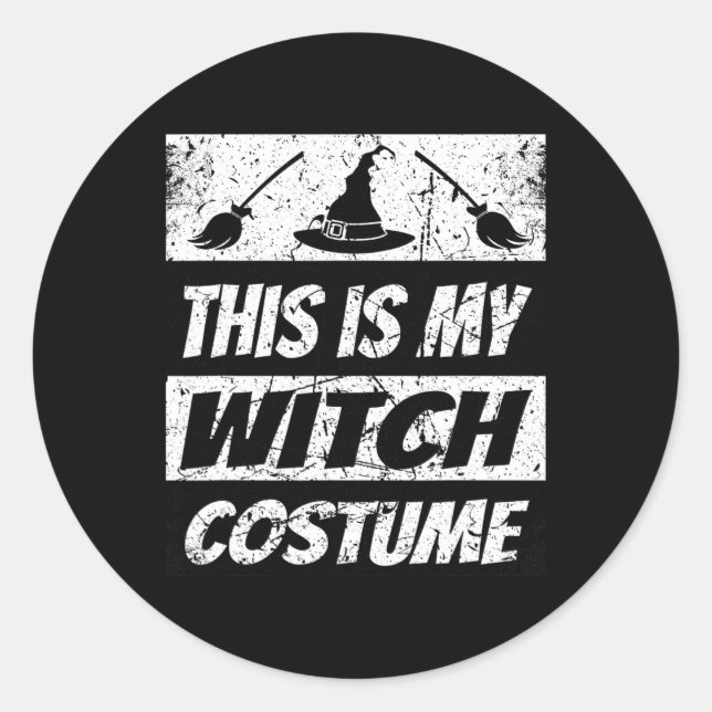 Pegatina Redonda Retro Witch Halloween Grupo Costume Spook (Anverso)