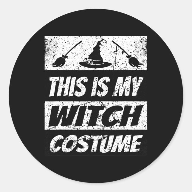 Pegatina Redonda Retro Witch Halloween Grupo Costume Spook (Anverso)