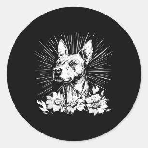 Pegatina Redonda Retro Xoloitzcuintli Estilo Tattoo de los amantes 