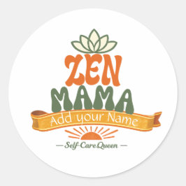 Pegatina Redonda Retro Zen Mama Yoga Lotus Personalized Art Sticker