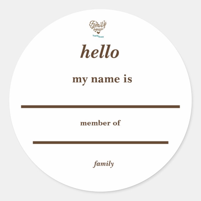 Pegatina Redonda reunión anual de eventos azul y marrón (Anverso)