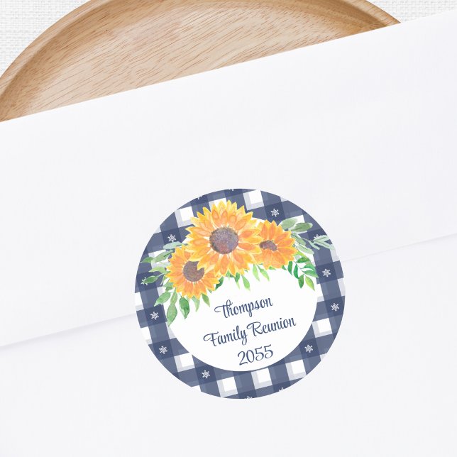 Pegatina Redonda Reunión de familia de girasoles personalizada (Subido por el creador)