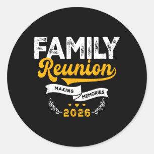 Pegatina Redonda Reunión de familia divertida creando recuerdos Fam