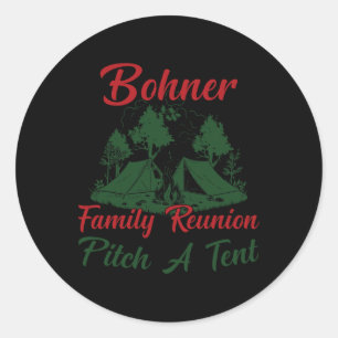 Pegatina Redonda Reunión de la familia Bohner, tienda de campaña co