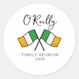 Pegatina Redonda Reunión de la familia de bandera de Irlanda