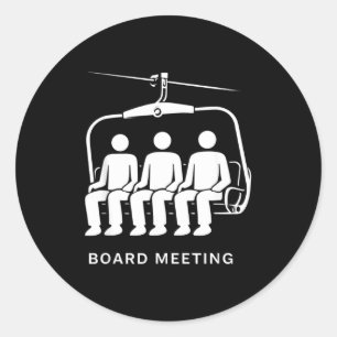 Pegatina Redonda Reunión de la junta de snowboard telesilla esquiad