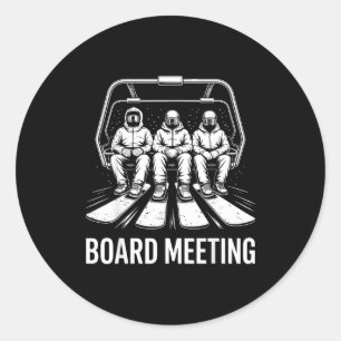 Pegatina Redonda Reunión de la Junta de Snowboarders Entusiastas de