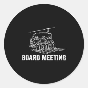 Pegatina Redonda Reunión de la Junta Divertido Ascensor de Esquí De