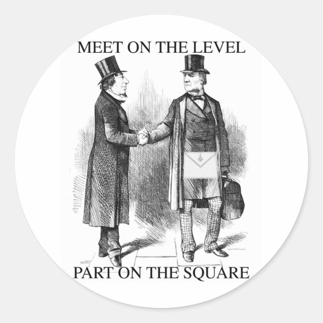 Pegatina Redonda Reunión de Masones (Anverso)