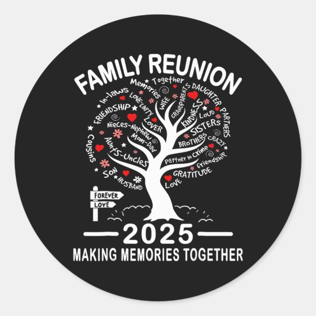 Pegatina Redonda Reunión familiar 2025 Reunión de familia de camise (Anverso)