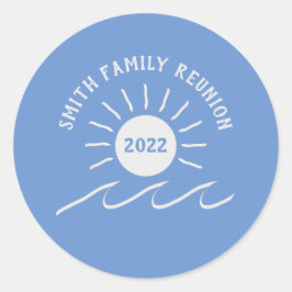 Pegatina Redonda Reunión familiar - Al aire libre - Sol en la playa