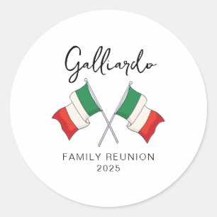 Pegatina Redonda Reunión Familiar Bandera Italiana 