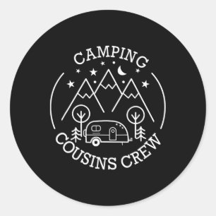 Pegatina Redonda Reunión Familiar Camping Cousins Crew Viaje por Ca