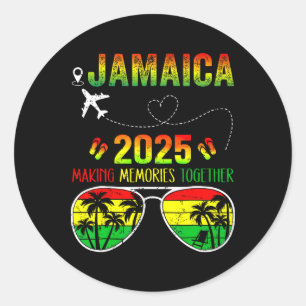 Pegatina Redonda Reunión familiar de Jamaica 2025 haciendo Recuerdo