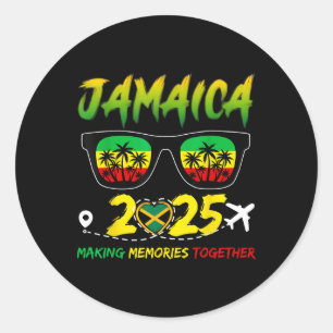 Pegatina Redonda Reunión familiar de Jamaica 2025 haciendo Recuerdo