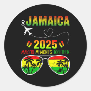Pegatina Redonda Reunión familiar de Jamaica 2025 haciendo Recuerdo