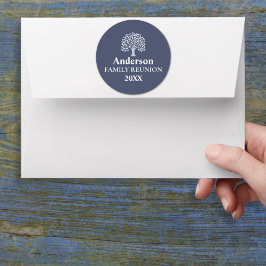 Pegatina Redonda Reunión familiar de Personalizable de árbol famili