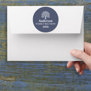 Pegatina Redonda Reunión familiar de Personalizable de árbol famili