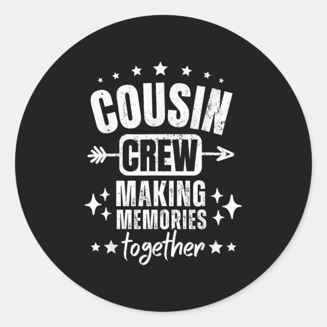 Pegatina Redonda Reunión familiar _ Equipo de Primos 2025 Haciendo  (Anverso)